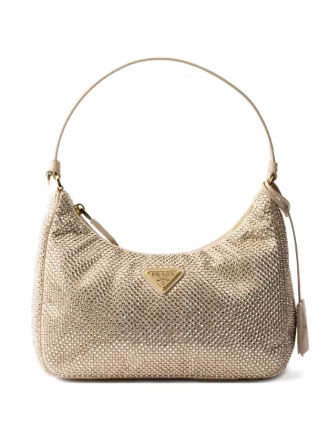 Prada mini Re-Edition 2005 crystal-embellished shoulder bag Neutrals 1BC204VOOD2HNJ