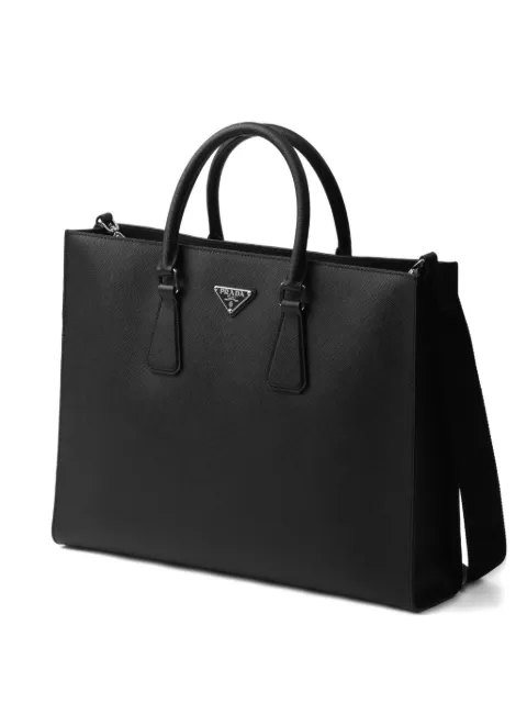 Prada leather triangle-logo tote bag Black 2VG101VOMO9Z2