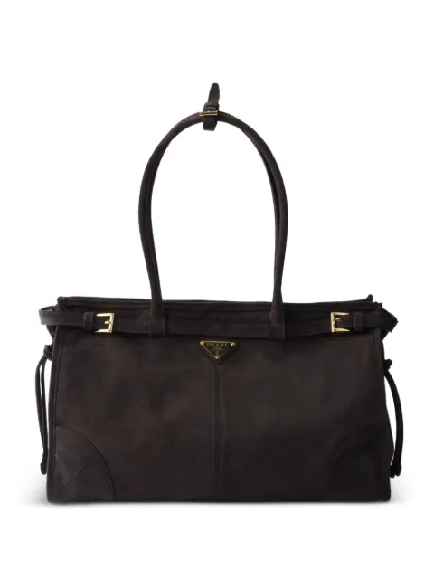 Prada Bonnie large suede handbag Brown 1BA433VMOO2C4S