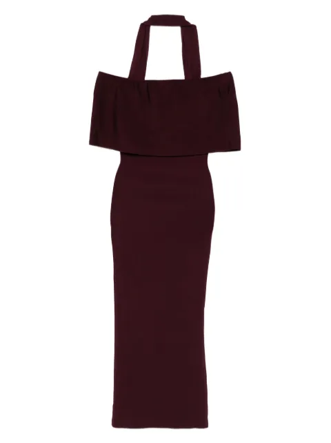 Roland Mouret halter-neck ruffled dress Red RMAW25034MVKMU