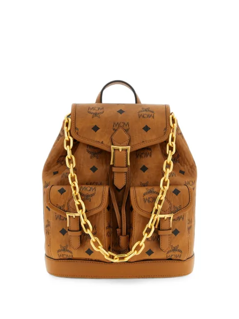 MCM monogram buckle backpack Brown MWKFATA02