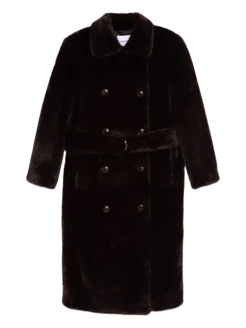 STAND STUDIO button belted-waist coat Red 66316940129750