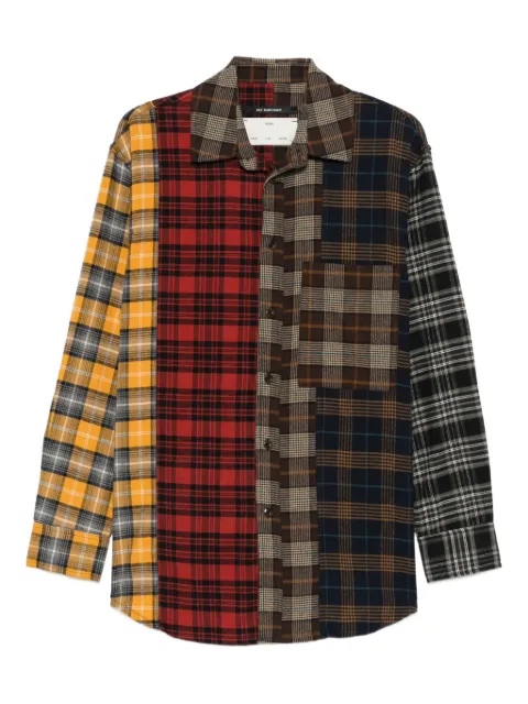 Song For The Mute color-block check shirt Brown 252MSHO68FLANMLT
