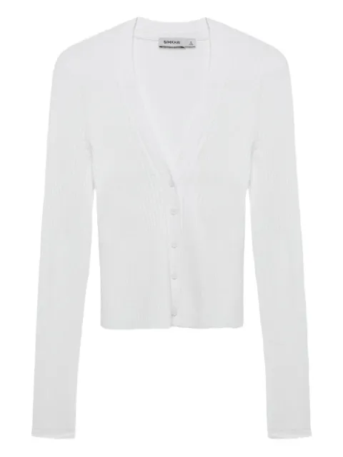 SIMKHAI Ailany ribbed button-front cardigan White 2256003K