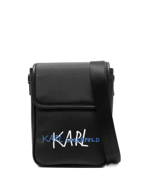 Karl Lagerfeld logo-print messenger bag Black 805922553114