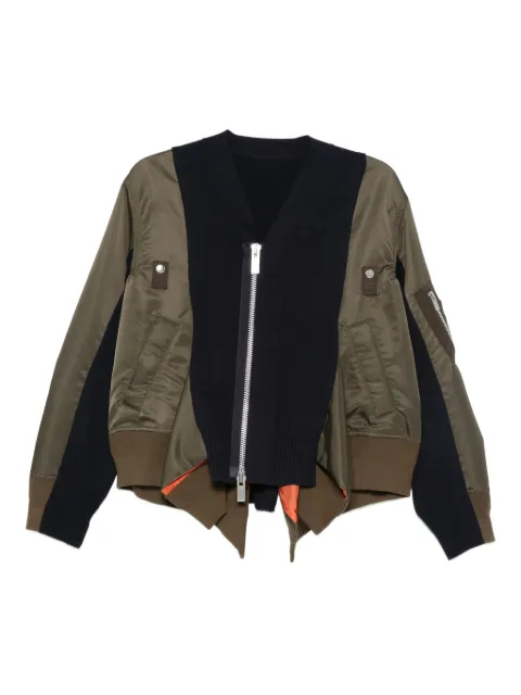sacai knitted-panel bomber jacket Brown 2507996