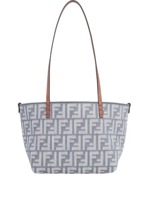 FENDI small Roll FF-logo leather-handle tote bag Blue 8BH424AUT4