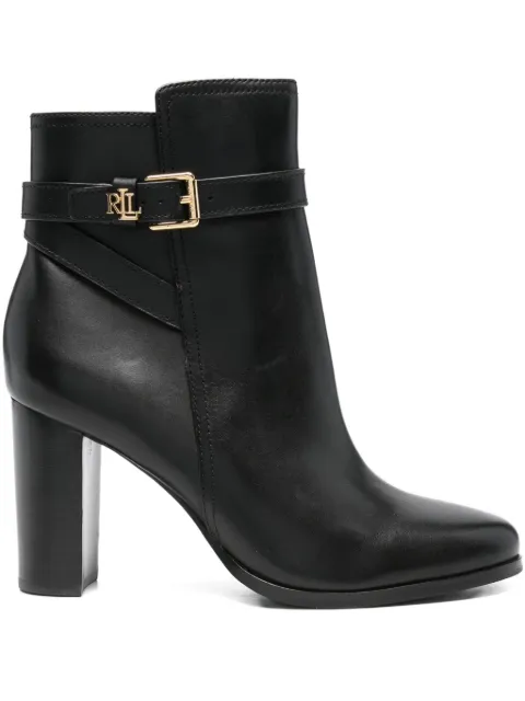 Lauren Ralph Lauren 80mm buckle-strap block-heel boots Black 802974474001