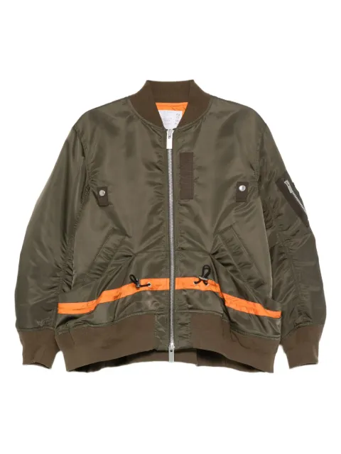 sacai stripe-detail zip-up bomber jacket Brown 2507992