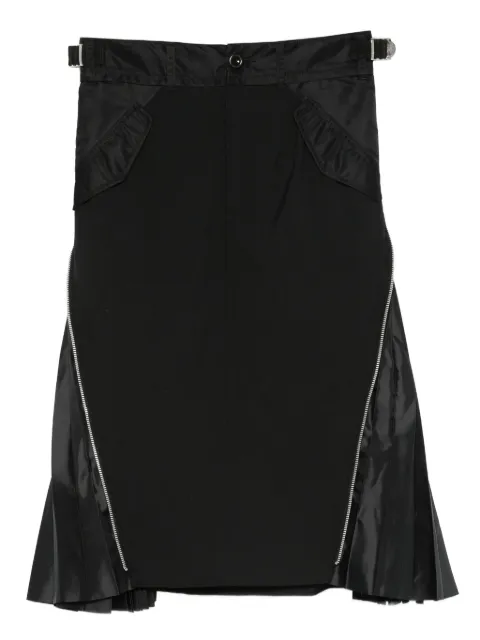sacai zip-detail pleated skirt Black 2507949