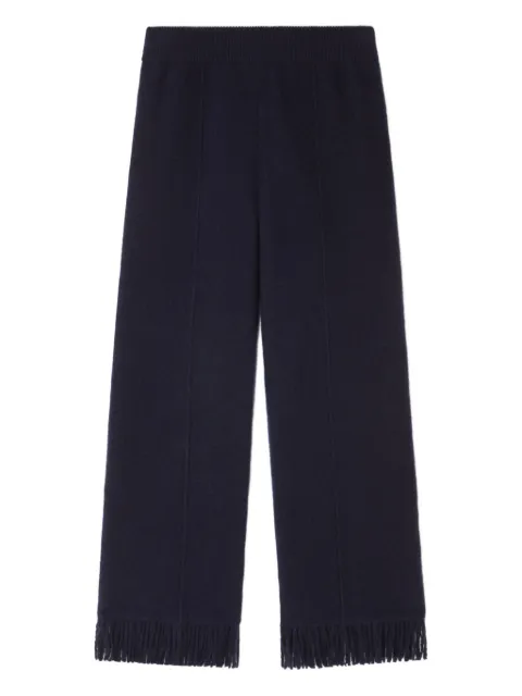 Alanui fringe-detail trousers Blue LWHG001E25KNI0014600