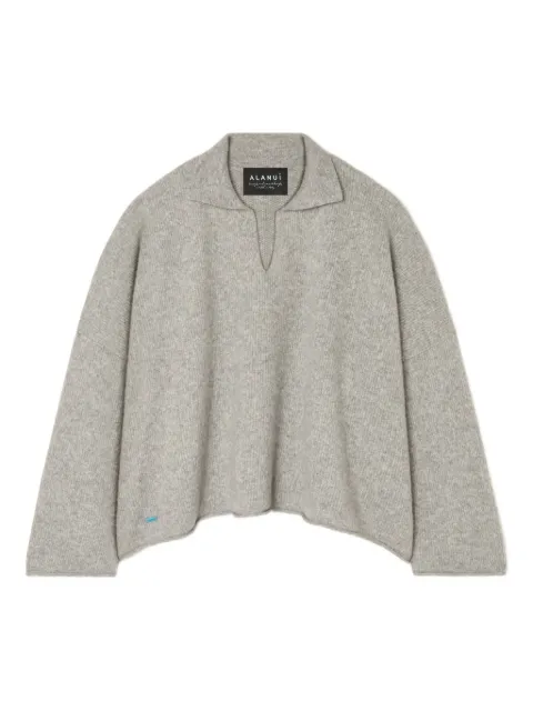 Alanui ribbed polo neck top Grey LWHV002E25KNI0010500