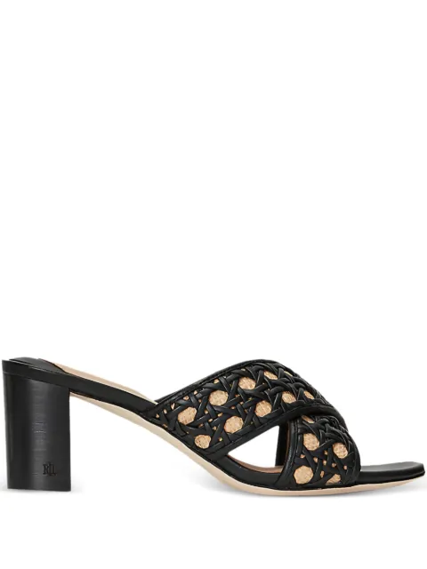 Lauren Ralph Lauren 60mm woven cross-strap heeled sandals Black 802920412001