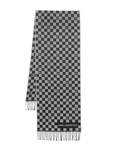 Karl Lagerfeld check-pattern wool scarf Grey 8050010554131