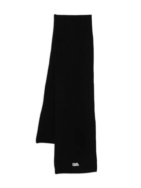 Karl Lagerfeld ribbed logo-embroidered scarf Black 8050000554305