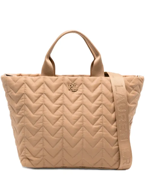 Lauren Ralph Lauren small logo-plaque tote bag Neutrals 431974398002