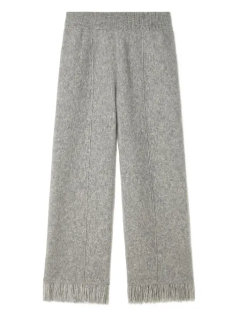 Alanui Finest fringed-hem trousers Grey LWHG001E25KNI0010500