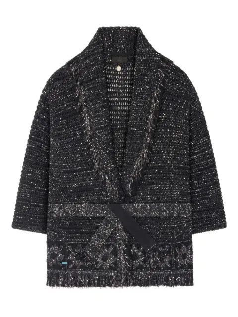Alanui City Lights fringed sequin cardigan Black LWHB064E25KNI0061078