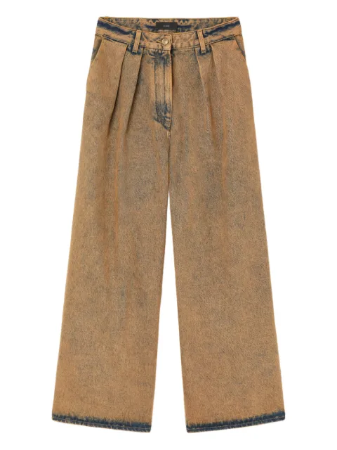 Alanui Desert Rose pleat-detailed acid-wash jeans Brown LWYB003E25DEN0022100