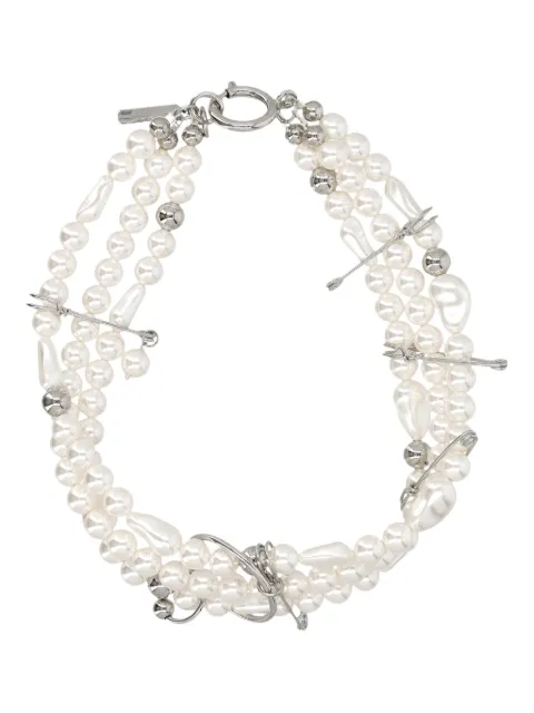 Justine Clenquet pearl-brass choker Silver RYDERCHOKER