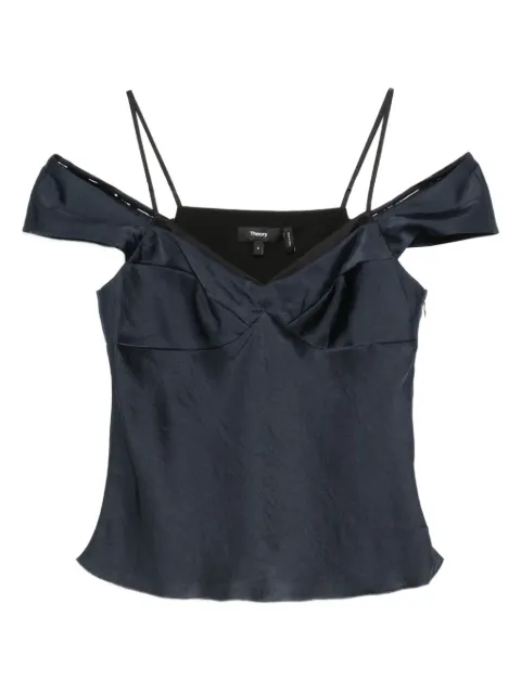 Theory off-shoulder satin top Blue P0605503