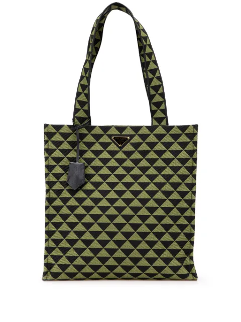 Prada Pre-Owned 2013-2025 Jacquard Triangolo Symbole Shopping tote bag Green ECIQ61IA4IXHXQ8N
