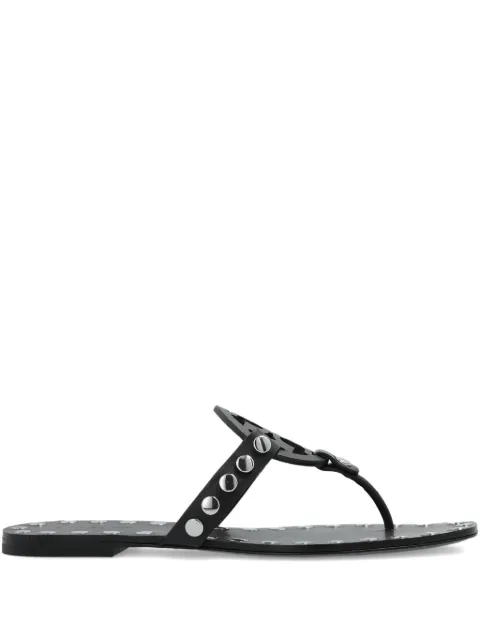 Tory Burch leather studded flat sandals Black 167449