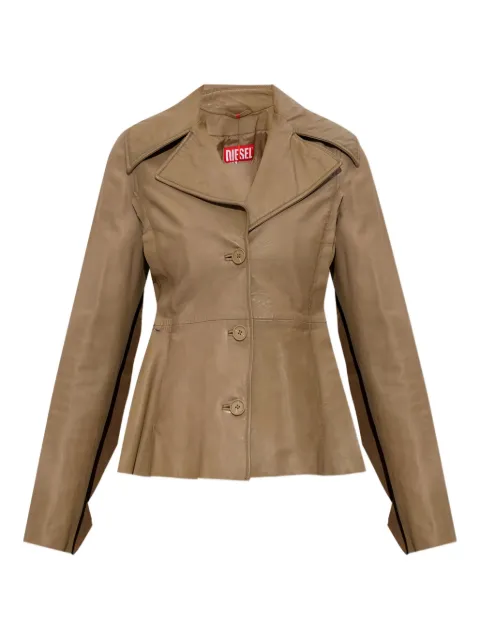 Diesel button-fastening flared leather jacket Neutrals A195270AJFT