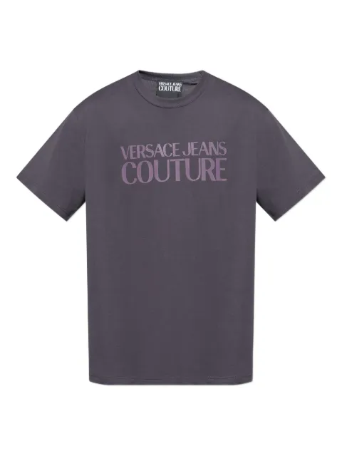 Versace Jeans Couture logo-print T-shirt Purple 79GAHE05CJ00E
