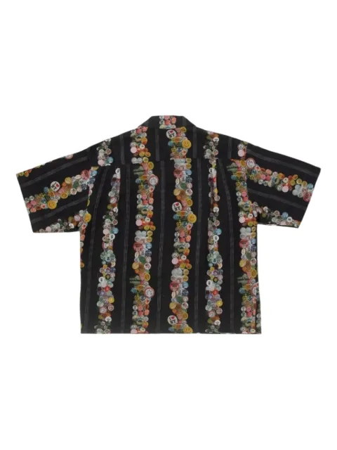 BLDG4 button-detail striped shirt Black C511604