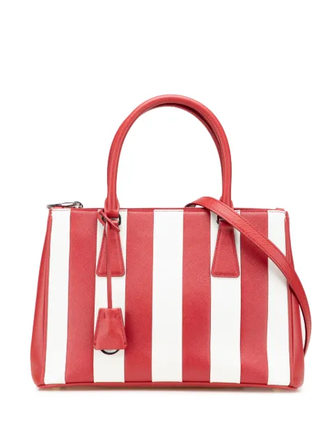 Prada Pre-Owned 2000-2025 Small Bicolor Saffiano Galleria Double Zip satchel Red 8ALAVLHOX67A5CMG