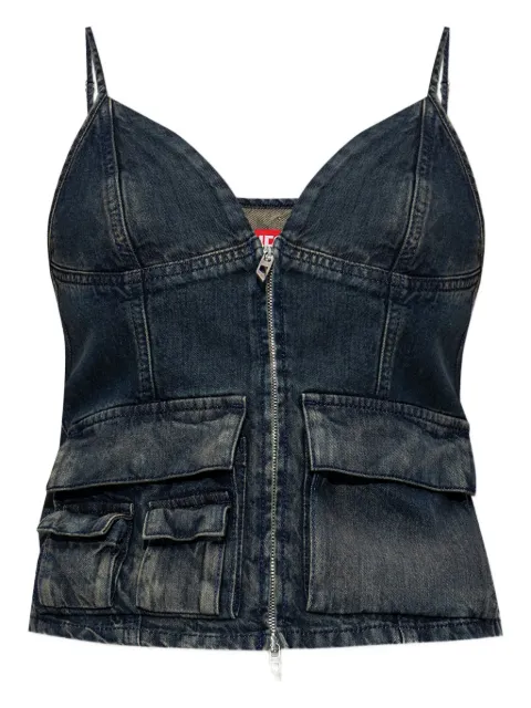 Diesel De-Mellis-S zip-front flap-pocket top Black A18322068TD