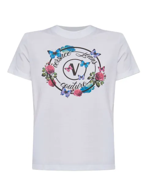 Versace Jeans Couture floral-butterfly print T-shirt White 79HAHP01CJ01P