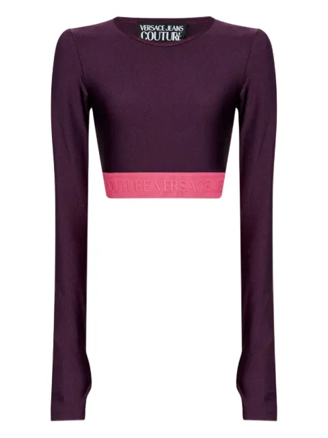 Versace Jeans Couture logo-band long-sleeve T-shirt Purple 79HAH218N0008