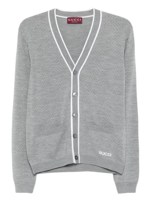 Gucci embroidered-logo cardigan Grey 834072XKESP