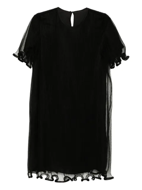 JNBY pressed pleated mesh short-sleeved dress Black 5P7G10880