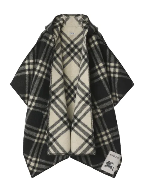 Burberry reversible Check wool hooded cape Black 8115074
