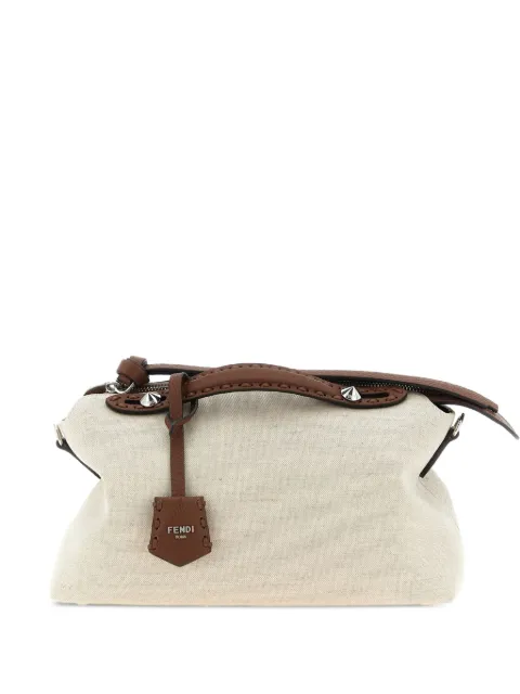 FENDI zip-top saddlery-stitching handbag White 8BL155AUTU