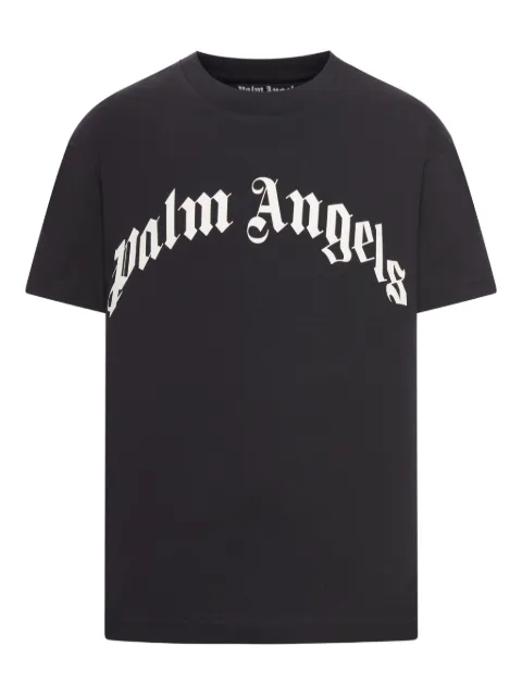 Palm Angels Curved Logo T-shirt Black PMAA109F25JER003