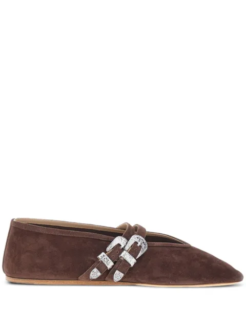 Le Monde Beryl Claudia buckled suede ballet flats Brown BCSSUECHOCHOCOLATE