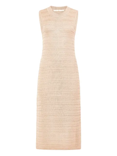 Marie Oliver Isla sleeveless ribbed-knit midi dress Neutrals 5Q1D238B
