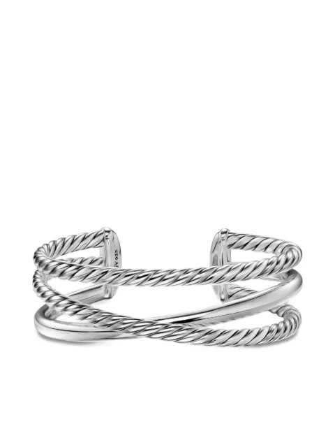 David Yurman sterling silver Bold Crossover Three Row cuff bracelet Silver B17059SS