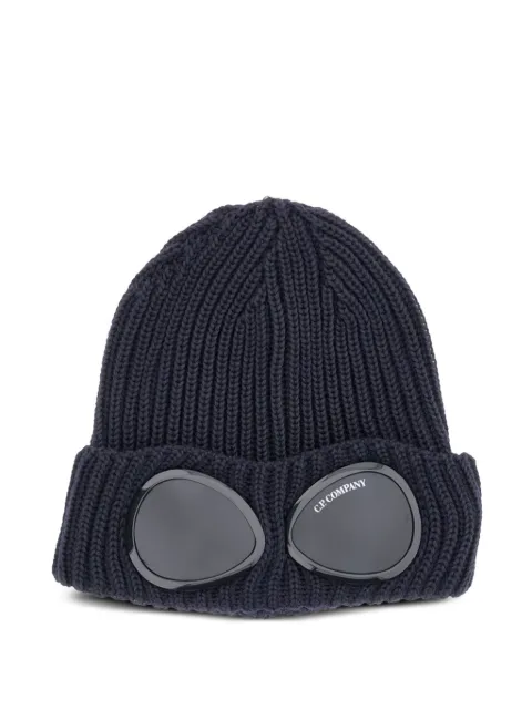 C.P. Company Goggle ribbed-knit beanie hat Blue RFCMAC742A005509A888