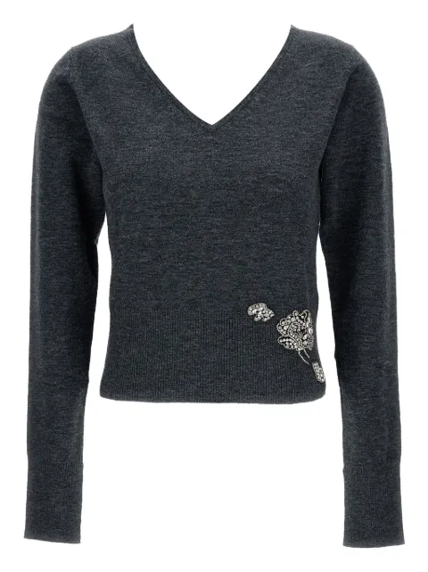ERDEM V-neck embellished sweater Grey PF25KT1730011004DARKGREY