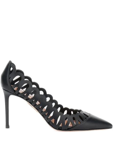 Aquazzura 85mm perforated leather pumps Black PEPMIDP0CFI000