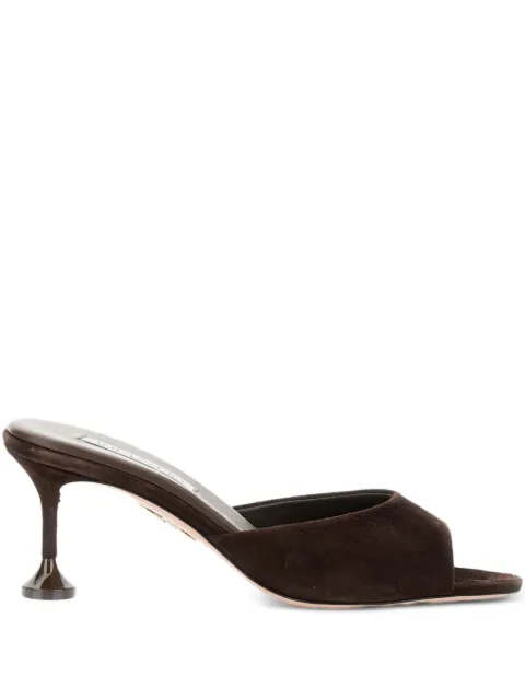 Aquazzura 65mm Bisous fluted-heel suede sandals Brown BISMIDM1SAAESP