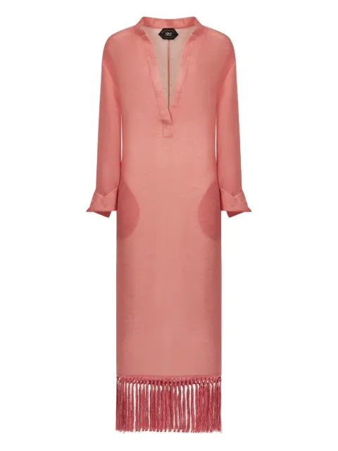 Taller Marmo Bahamas fringe-hem maxi dress Pink TMSS2564305