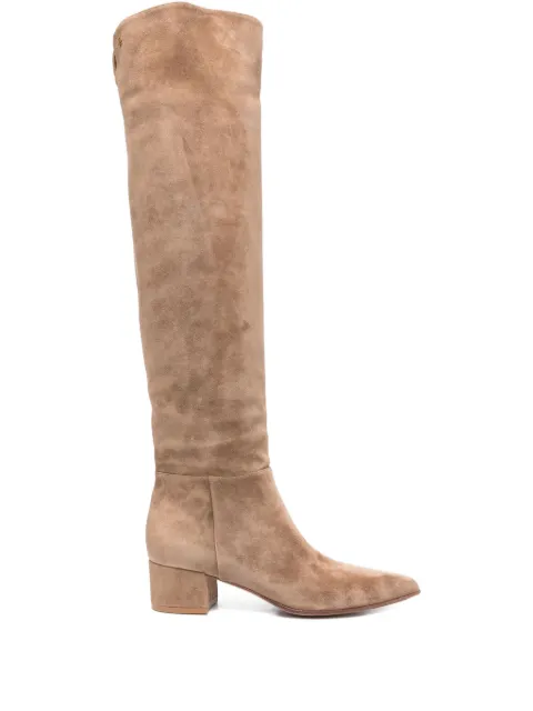 Gianvito Rossi 40mm leather pointed-toe knee-high boots Neutrals G8023345RICC45