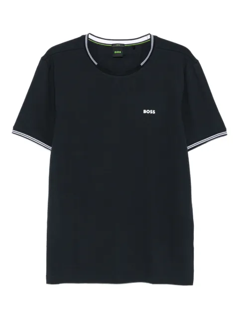 BOSS stretch-cotton T-shirt with stripes and logo Blue 50521245