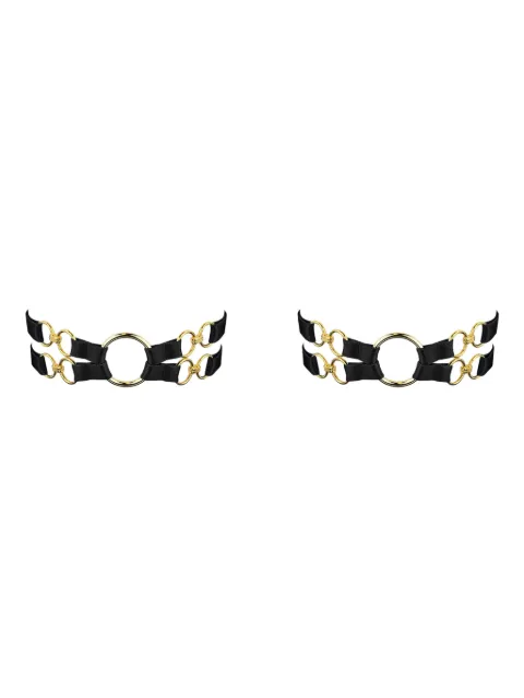 Bordelle Nara ring-detail leather garters Black NARABLACKBONDAGEGARTERS